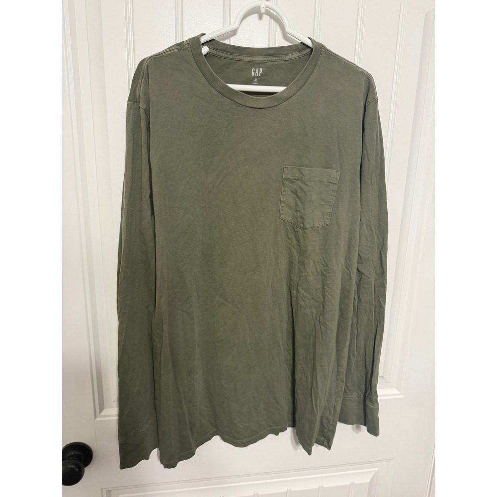 Gap Pocket T Shirt Mens XL Tall Olive Green Long Sleeve Essential Basic Tee